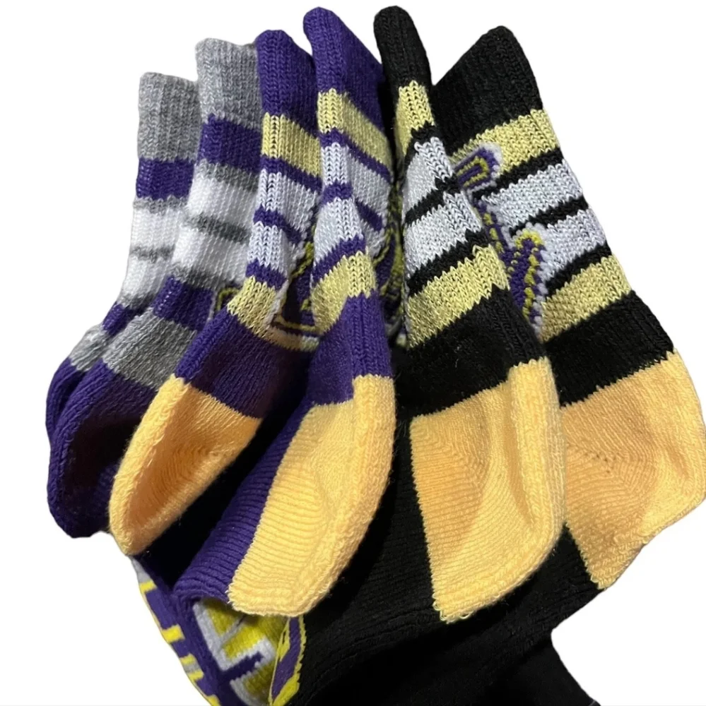 LA Lakers NBA Socks Men's Shoe Size 6-12 Pack Of 3 1/4 Cut - Picture 3 of 11